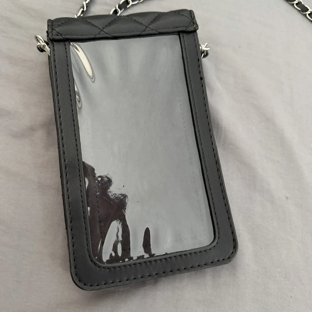 NWT Badgley Mischka Diamond Quilted Studded Pearls Crossbody Black Phone Case